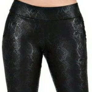 metallic snakeskin leggings